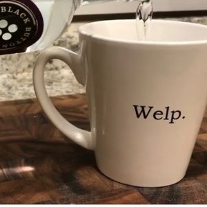 🆕 white coffee mug “ Welp. “ holds 12 ounces